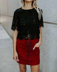 Fashion Women Loose Short Sleeve Tops Lace Floral Short Sleeves Blouse Shirt Casual Lace Tops Shirt