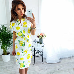 Ahagaga 2019 Spring Dress Women Fashion Print Elegant Cute Sashes O-neck Sexy Slim Sheath Dress Women Dresses Vestidos Robes