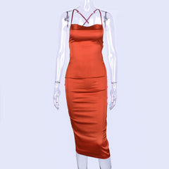 Dulzura 2019 summer women long dress satin sleeveless bandage backless elegant party dress vestidos sexy elegant hollow out