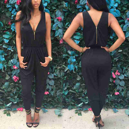 Summer Women Fashion Clubwear Playsuit Bodycon Party Chiffon Sleeveless V Neck Jumpsuit Romper Pants HOT
