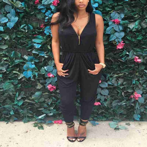 Summer Women Fashion Clubwear Playsuit Bodycon Party Chiffon Sleeveless V Neck Jumpsuit Romper Pants HOT