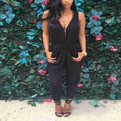 Summer Women Fashion Clubwear Playsuit Bodycon Party Chiffon Sleeveless V Neck Jumpsuit Romper Pants HOT