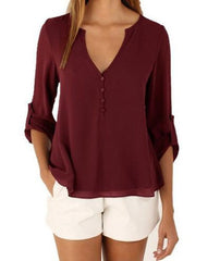 Fashion Women Blouse & shirt Plus Size S-5XL kimon Female long sleeve chiffon blouse Chic Elegant Lady Loose Tops chiffon shirt