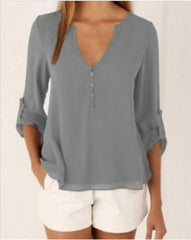 Fashion Women Blouse & shirt Plus Size S-5XL kimon Female long sleeve chiffon blouse Chic Elegant Lady Loose Tops chiffon shirt