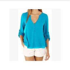 Fashion Women Blouse & shirt Plus Size S-5XL kimon Female long sleeve chiffon blouse Chic Elegant Lady Loose Tops chiffon shirt