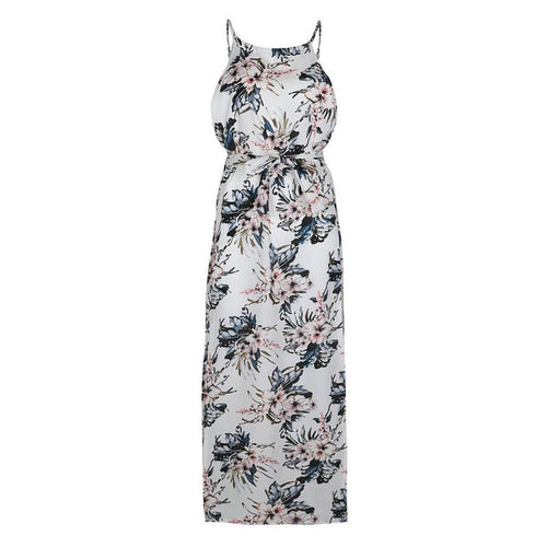 DeRuiLaDy 2019 Boho Floral Print Straps Long Dress Women Sexy Backless Summer Beach Maxi Dresses Womens Casual Vestidos Femme