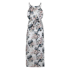 DeRuiLaDy 2019 Boho Floral Print Straps Long Dress Women Sexy Backless Summer Beach Maxi Dresses Womens Casual Vestidos Femme