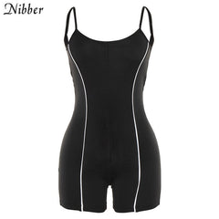 summer Neon color Reflective sleeveless playsuit 2019 fashion Basic black Elastic casual ladies bodysuit Jogging suit Sportswear