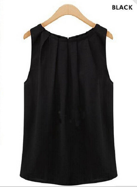 2019 Fashion Elegant Sexy Women Lady Summer Vest Top Sleeveless Women Blouses Casual Tank Tops Shirt Chiffon High Quality