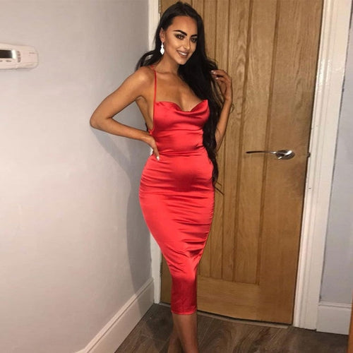 Dulzura 2019 summer women long dress satin sleeveless bandage backless elegant party dress vestidos sexy elegant hollow out